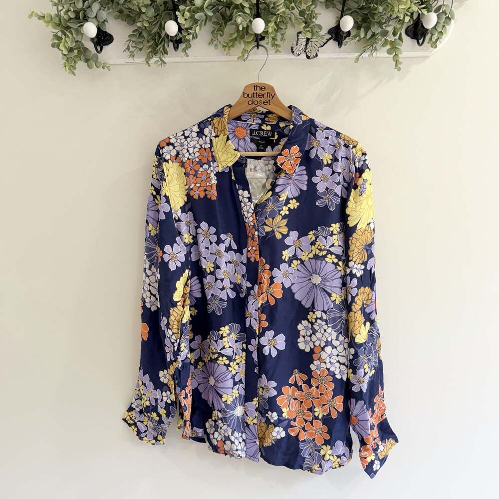 J. Crew Classic-fit Cupro-blend Shirt in Dusk Floral Print New Size 14